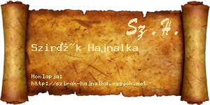Szirák Hajnalka névjegykártya